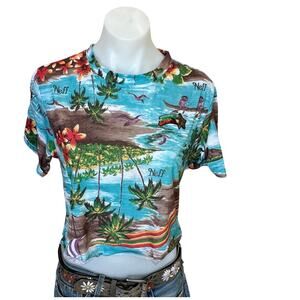 Hawaiian Cropped Baby Tee SMALL Y2K Coconut Girl Unique Tropical CheekyMontana